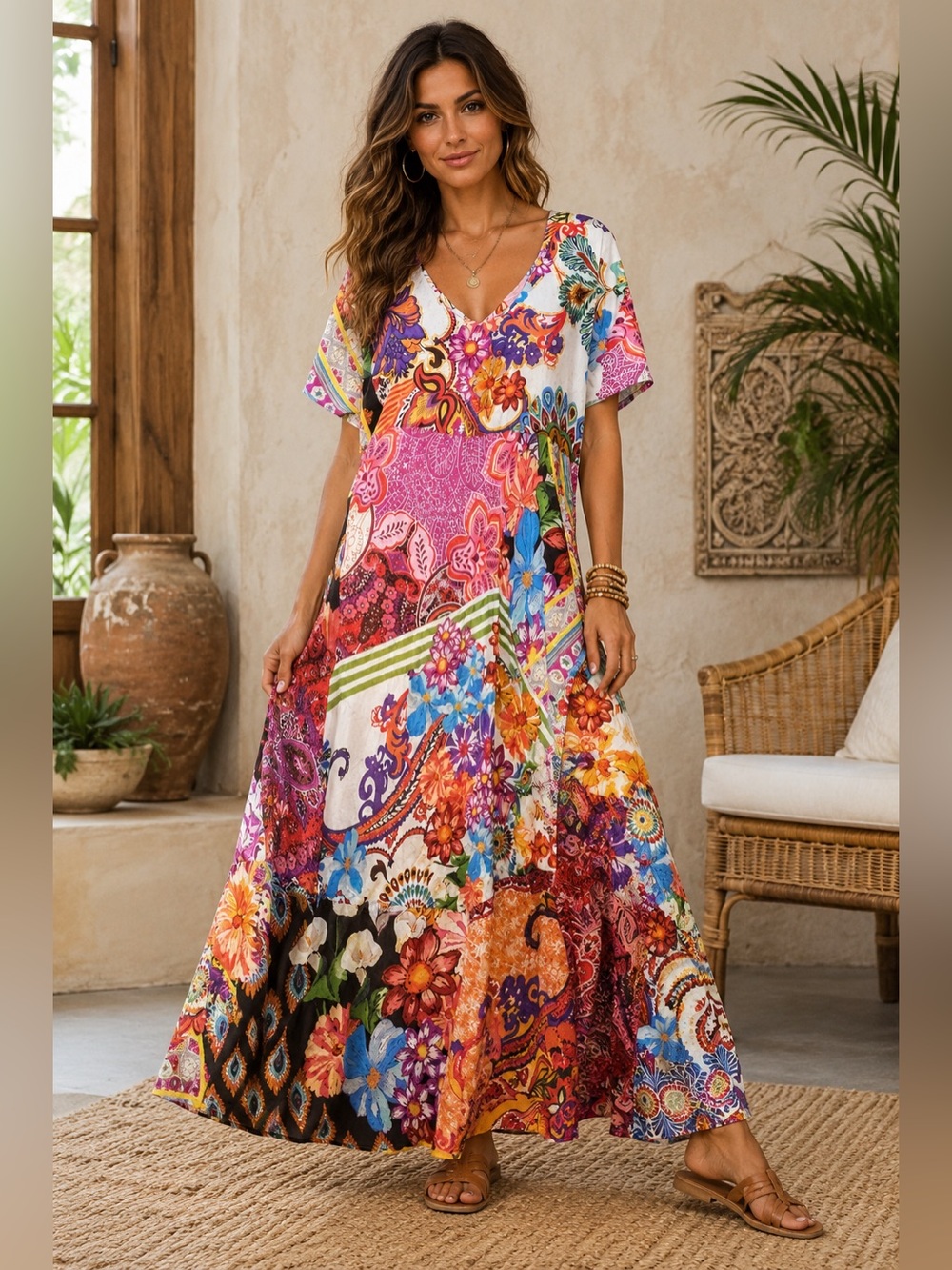 JOHNNY WAS Magnolia Mae 100% Silk Patchwork Maxi Dress L NWT $498 SOLD OUT #168